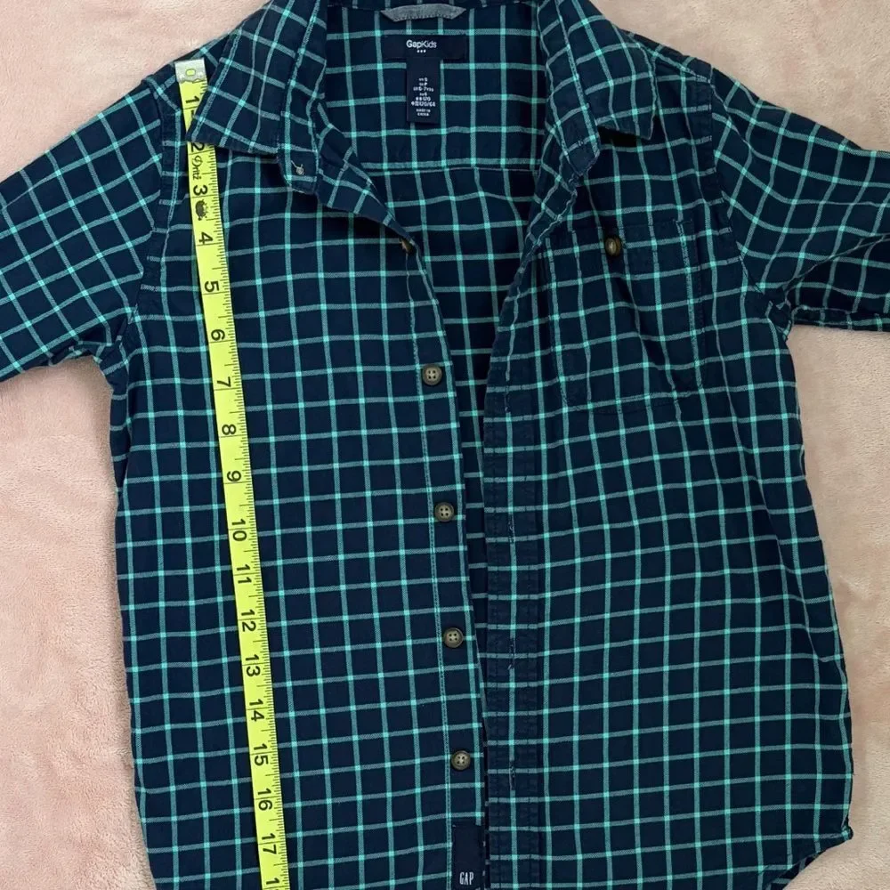 Gap Kids Blue Plaid Button Down Shirt S | Boys Flannel Style Long Sleeve